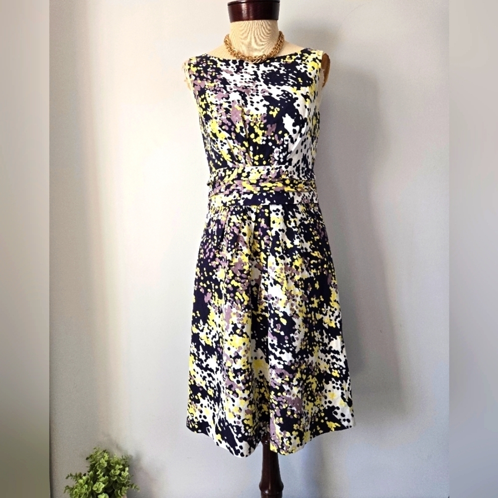 FENN WRIGHT MANSON Linen Abstract Print Sleeveless Dress. Size 6